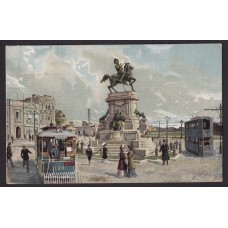 CIUDAD DE BUENOS AIRES ANTIGUA TARJETA POSTAL PALERMO MONUMENTO A GARIBALDI TRANVIAS